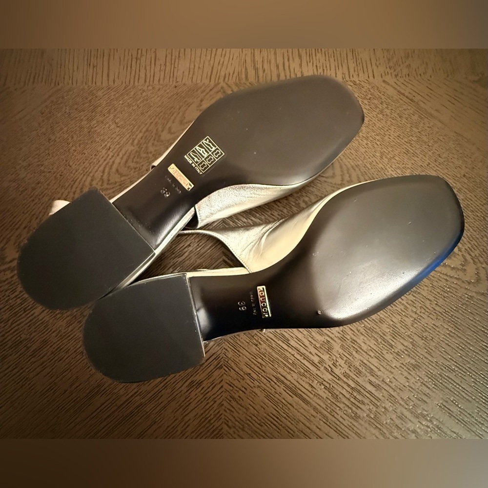Gucci Horsebit women’s Slingback Flats in silver metallic size 39 US 9 - Picture 11 of 12